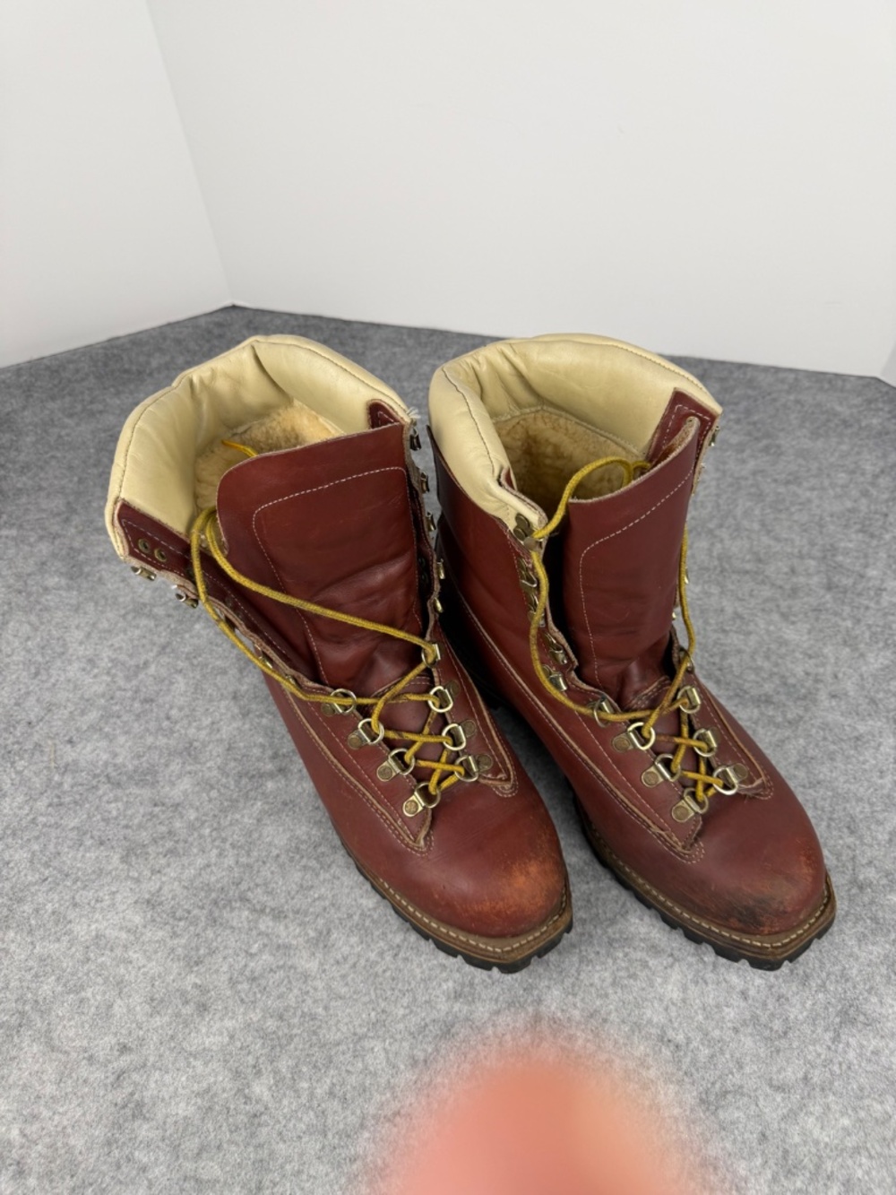 VTG Kush N Kollar Chippewa Brown Leather Work Boots Shearling Wool Insulated 11E - Picture 2 of 13
